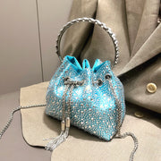 Crystal Bucket Evening Bag (Green Pink) | OWNLUXE