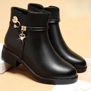 Women’s Rhinestone Winter Snow Boots – Warm Plush Ankle Style