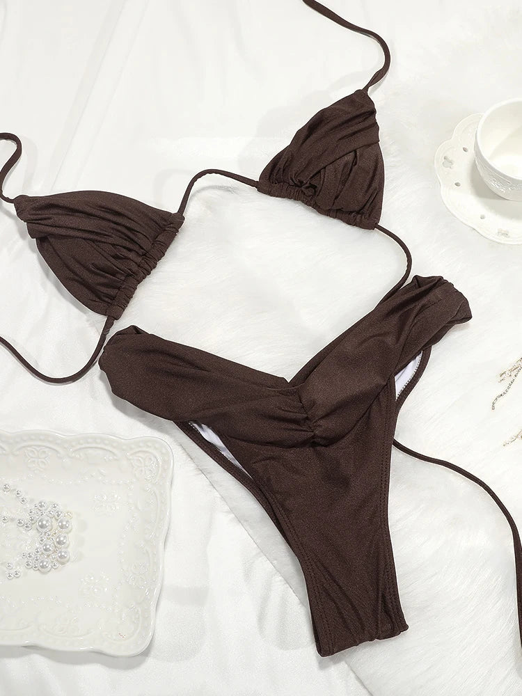 Solid Folds Bikini Set | OWNLUXE