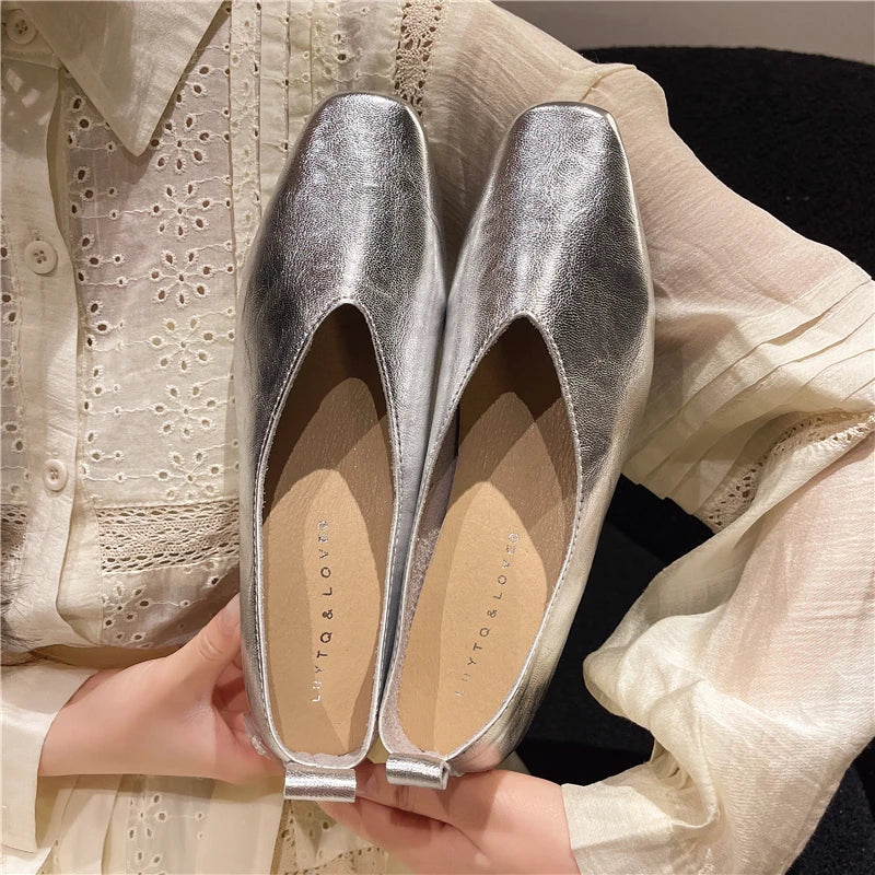 Women's Square Toe Leather Pumps (Brown) – Shop at OWNLUXE