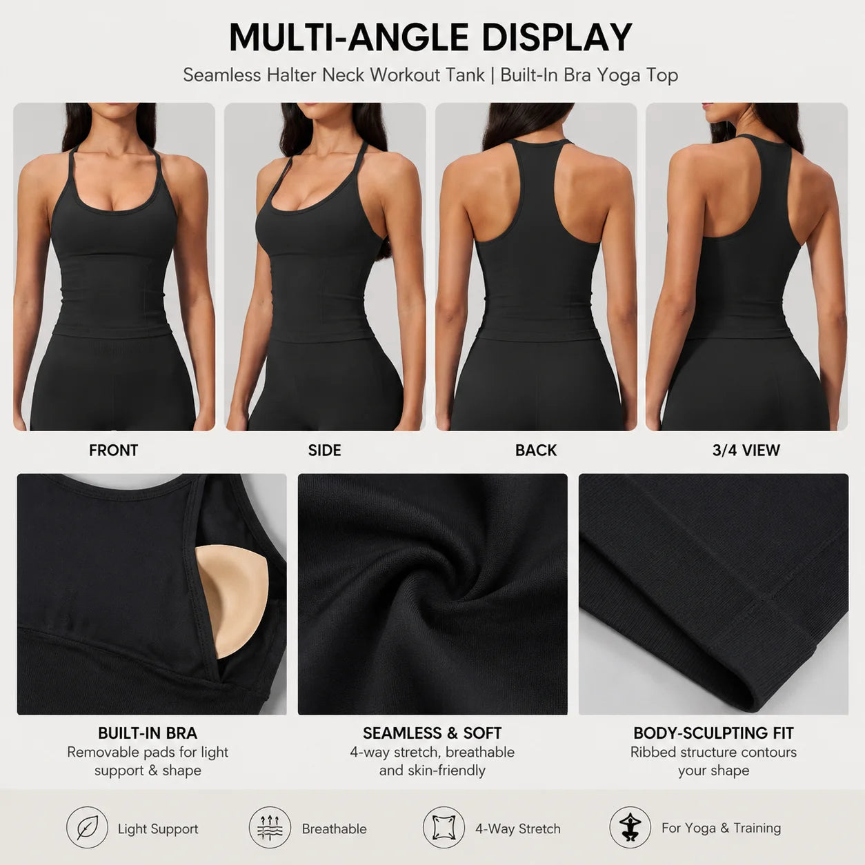 Built-In Bra Seamless Yoga Tank Top | OWNLUXE