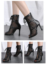 Load image into Gallery viewer, Mesh Zip Dance Ankle Boots – Cuban Heel Ballroom &amp; Latin
