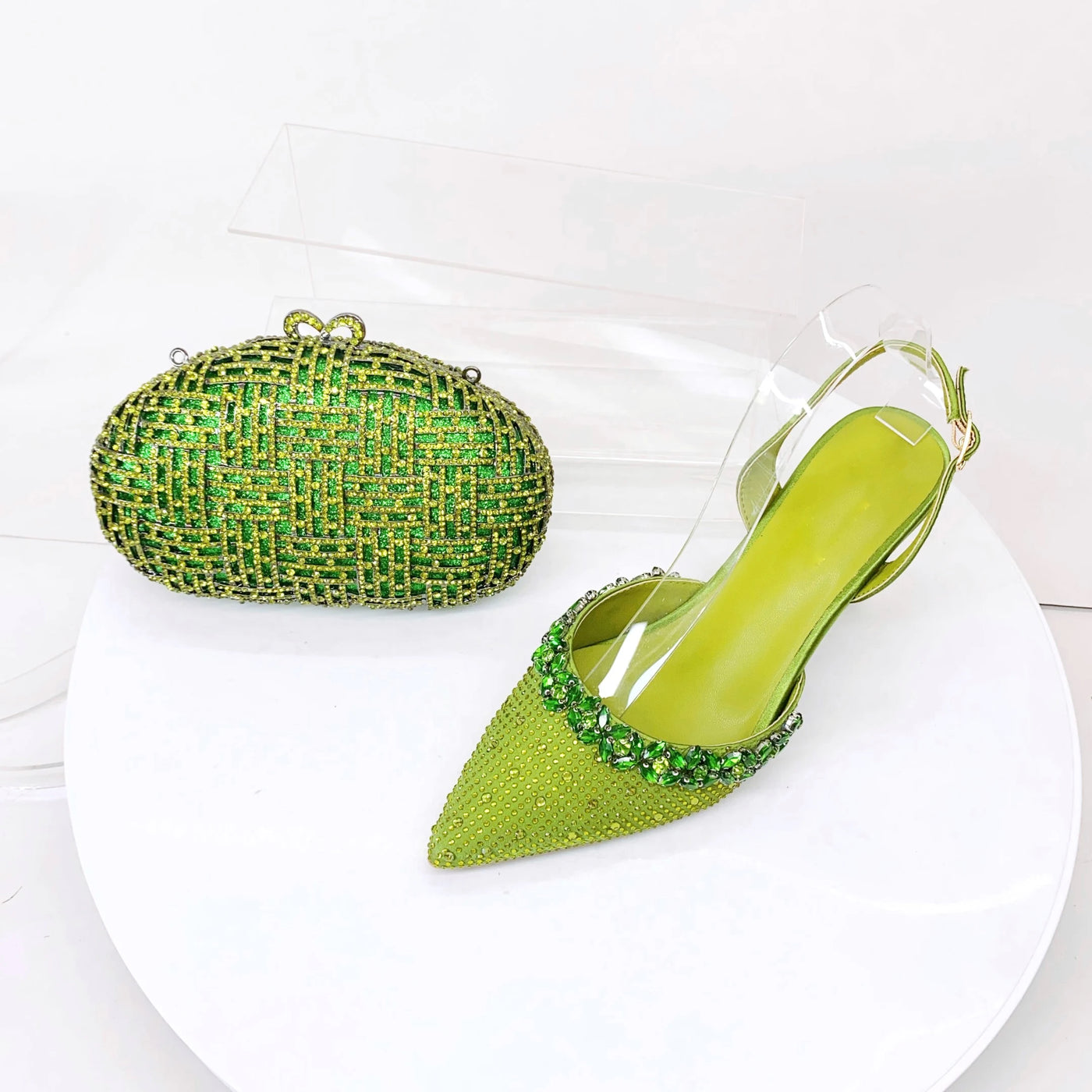 Crystal Sandals and Clutch Bag Set – Rhinestone Party Heels