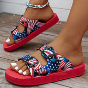 Women’s Buckle Slide Sandals – Lightweight Mixed Color Flats