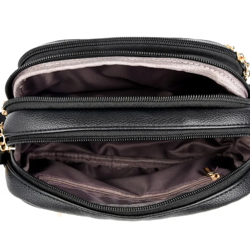 Multi-Pocket Soft Leather Crossbody Bag - Adjustable Shoulder Messenger | OWNLUXE