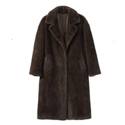 Neo Mint Luxury Faux Mink Fur Coat - Women's Long Winter Overcoat with Crystal Hooks