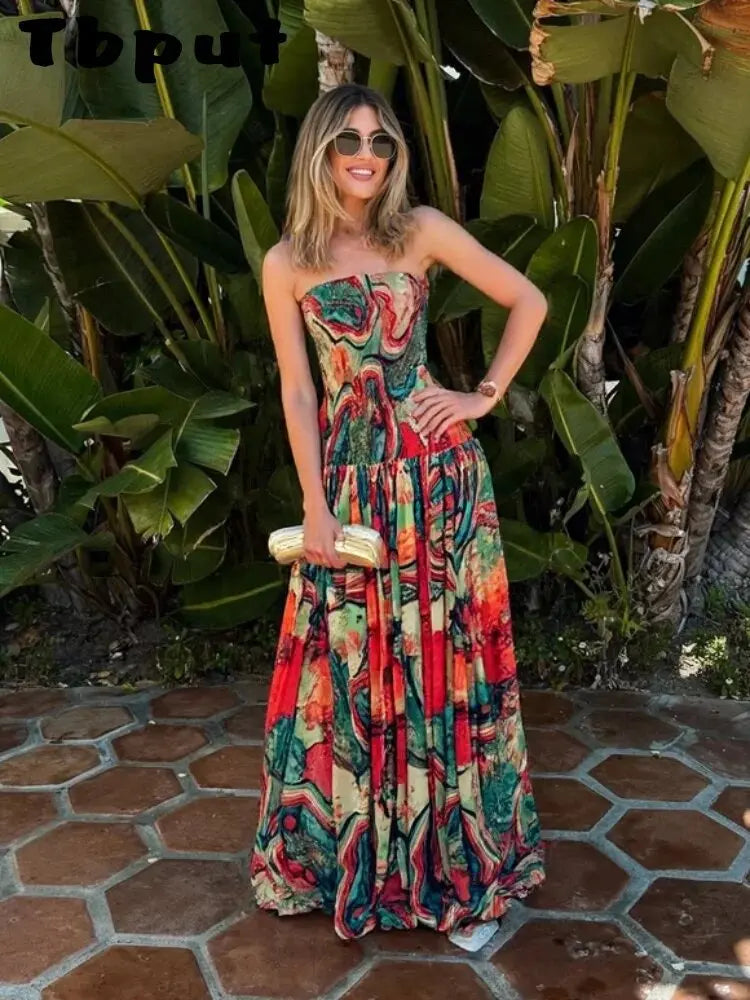 Strapless Pleated Maxi Dress | OWNLUXE