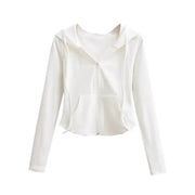 Cropped Hooded Zip-Up Long-Sleeve Jacket | OWNLUXE