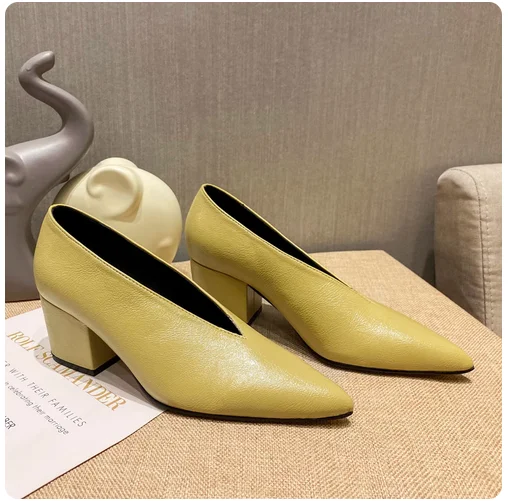 Women's Pointed Toe Pumps (Wine Chunky Heel) – Shop at OWNLUXE