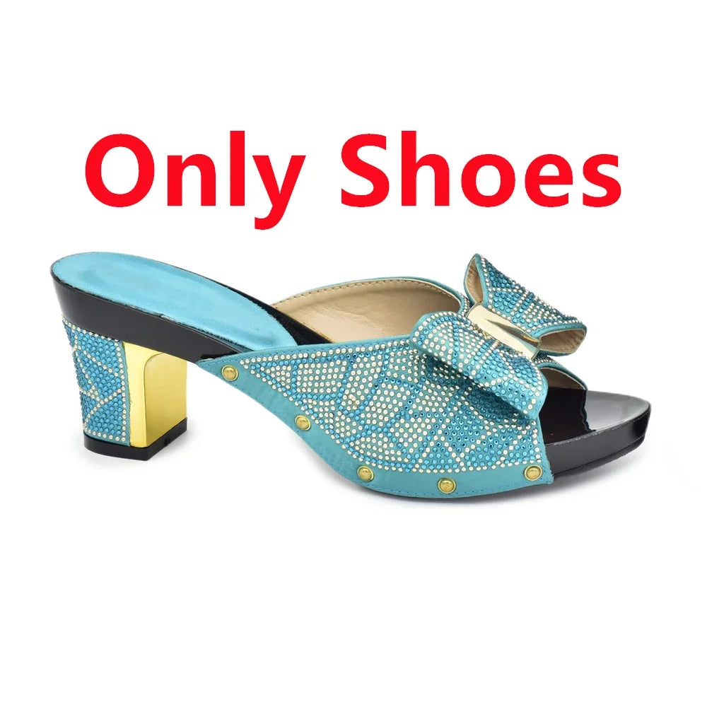 Rhinestone Shoes & Matching Bag Set - Party Wedding Heels with Purse