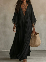 Lace V-Neck Robe | OWNLUXE