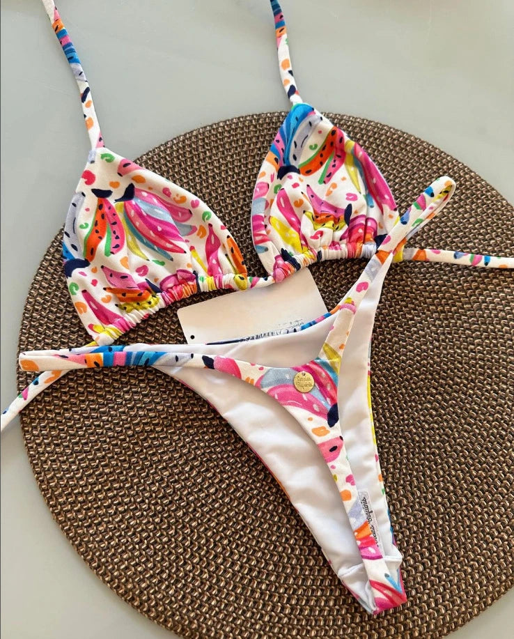 Leopard Print Printed Thong Bikini Set | OWNLUXE