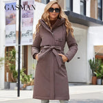 Load image into Gallery viewer, GASMAM Winter Down Jacket Women Warm Long Classic zipper Lacing Design Pocket Hooded Slim Parkas Female Coat GM-82160
