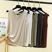 Vest V-Neck Sleeveless Relaxed-Fit Top | OWNLUXE