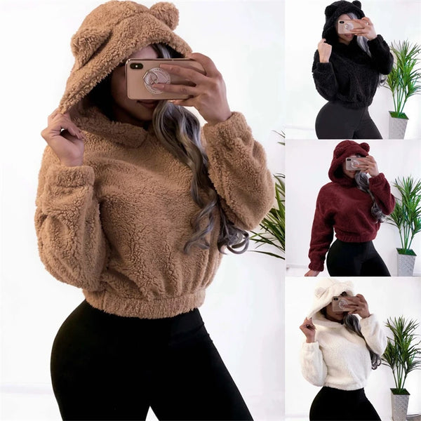 Women's Long-Sleeve Solid Hooded Hoodie | OWNLUXE