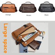 Men's PU Leather Business Tote Bag - Multi-Compartment Brief