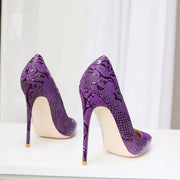 Purple Crocodile Embossed Stiletto Pumps – Pointed Toe Heels
