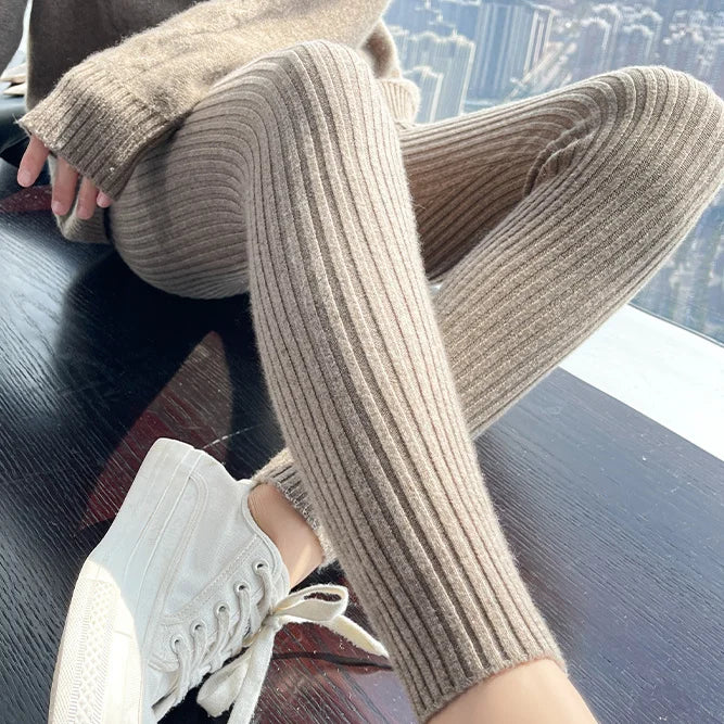 High-Waist Knit Ribbed Thermal Leggings | OWNLUXE
