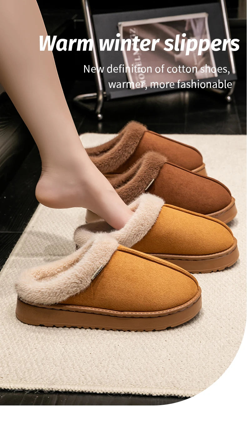 Women’s Fluffy Winter Indoor Slippers with Thick EVA Sole
