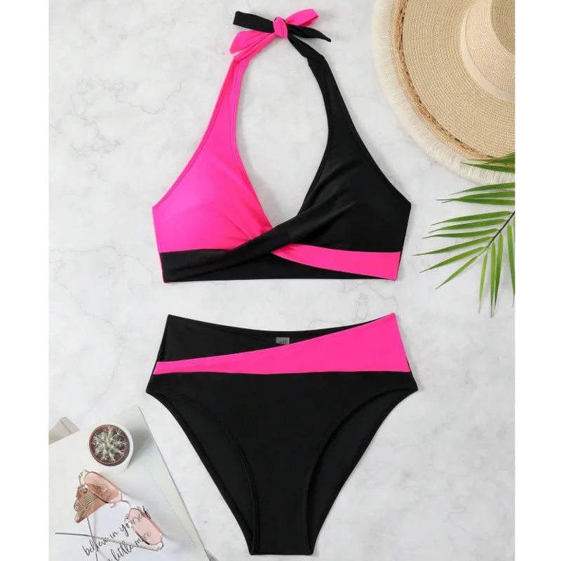 Brazilian Bikini Set – Leopard & Color Block Two-Piece
