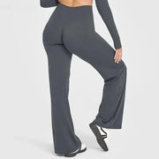 Women's Straight Leg Yoga Pants - Ultra Soft Mid-Waist Sports Trousers