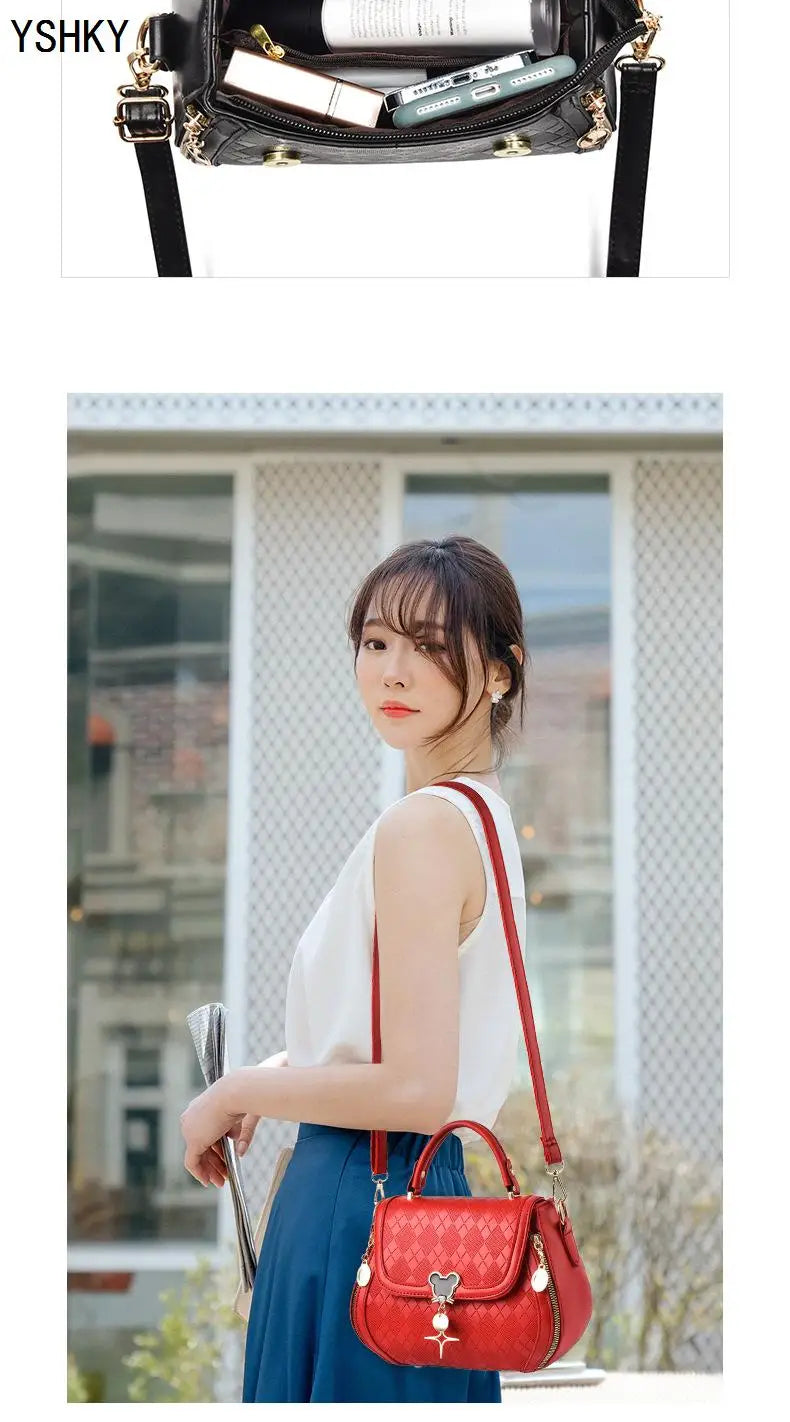 Genuine Leather Tote Bag - Bow Detail Bucket Bag