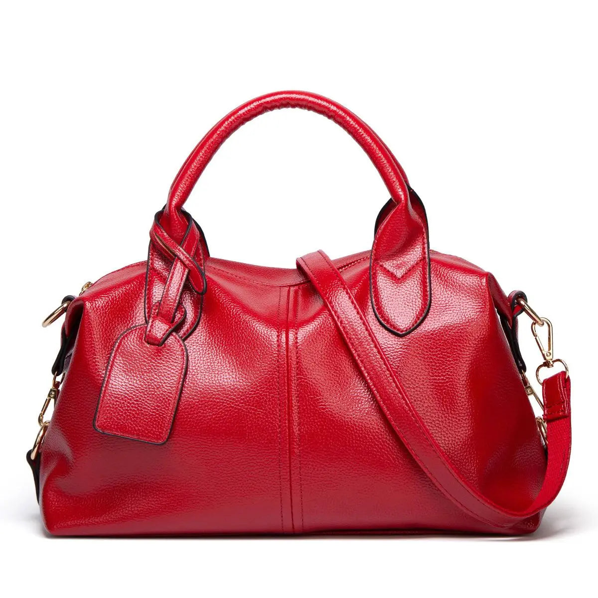 Women's Flannel Boston Bag – Business Tote with Chain Detail & Drawstring