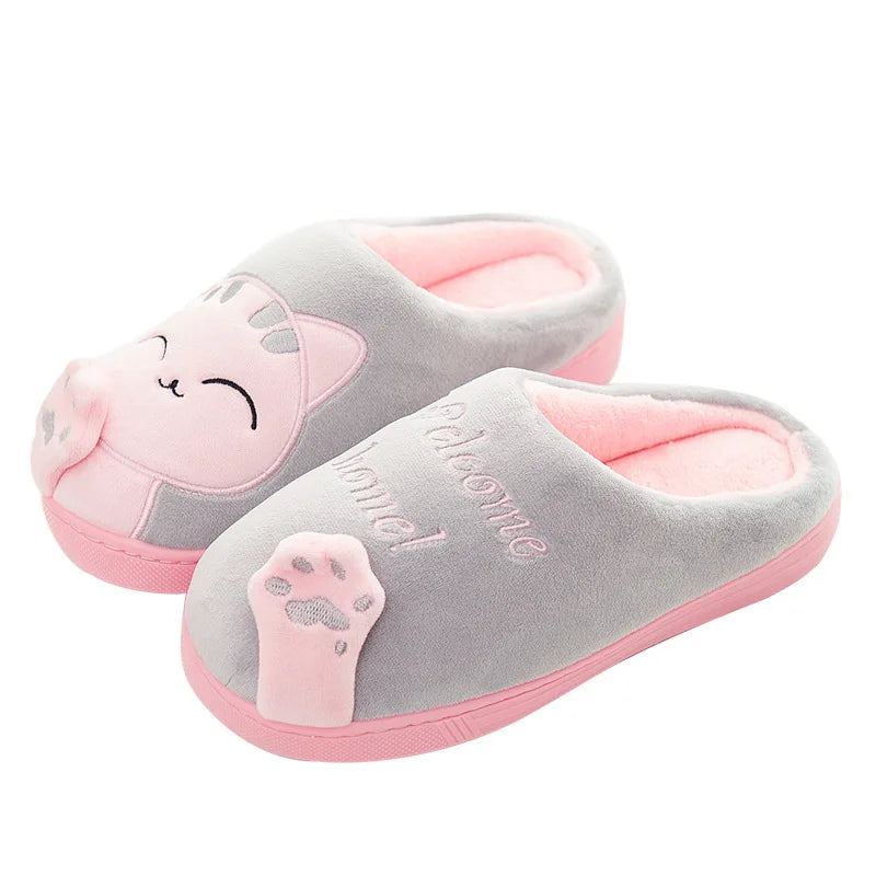Women’s Winter Home Slippers – Warm Cartoon Cat Shoes