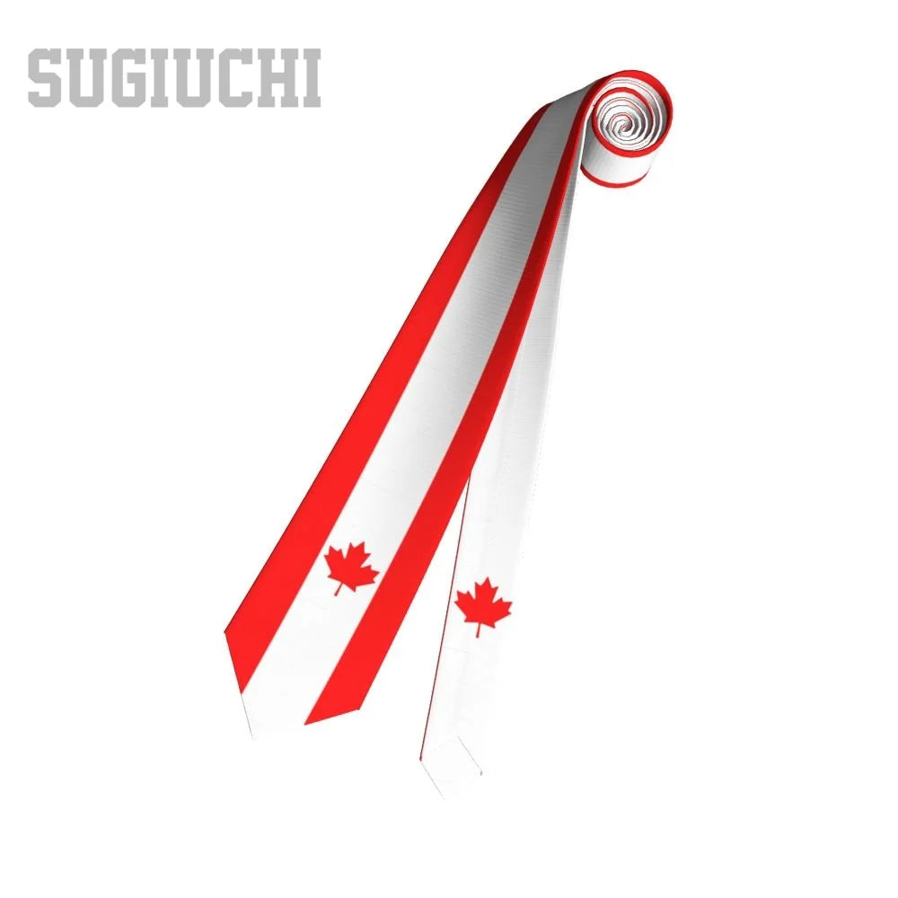 Canada Flag Emblem Neck Tie – Slim Plaid Tie for Wedding, Business & Canada Day