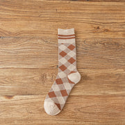 1 Pair Women Socks Spring Autumn Retro Style Men Couple Cotton Socks Flower Stripe Plaid Pattern Solid Colorful Socks EUR 37-43