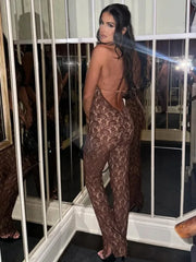 XIAOTANG Fashion Sleeveless Lace Patchwork Double-Layer Tight Jumpsuit Women Sexy Backless Slim-Fit New Spring/Summer Rompers