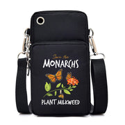 Mini Nylon Phone Crossbody Bag – Butterfly Print Neck Pouch with Zipper