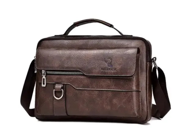 Unisex PU Leather Messenger Bag – Business Crossbody with Laptop Compartment