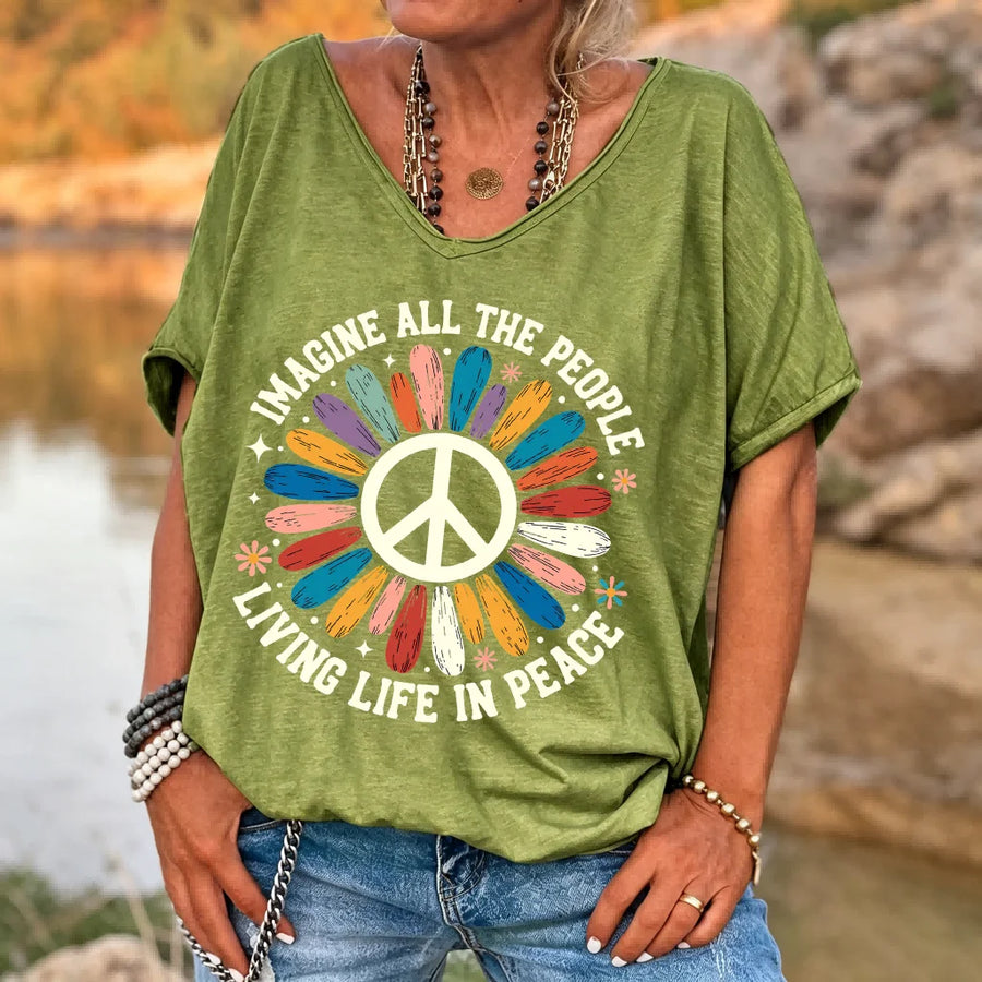 Women's V-Neck Retro T-Shirt | OWNLUXE