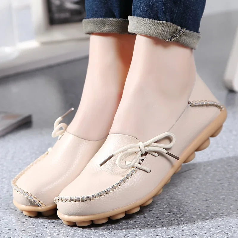 Women's Leather Plus-Size Loafers (Khaki) – Shop at OWNLUXE