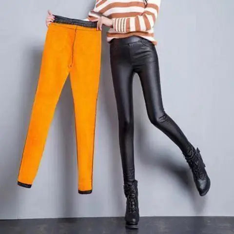 Faux Leather Leggings – High Waist Shiny Stretch