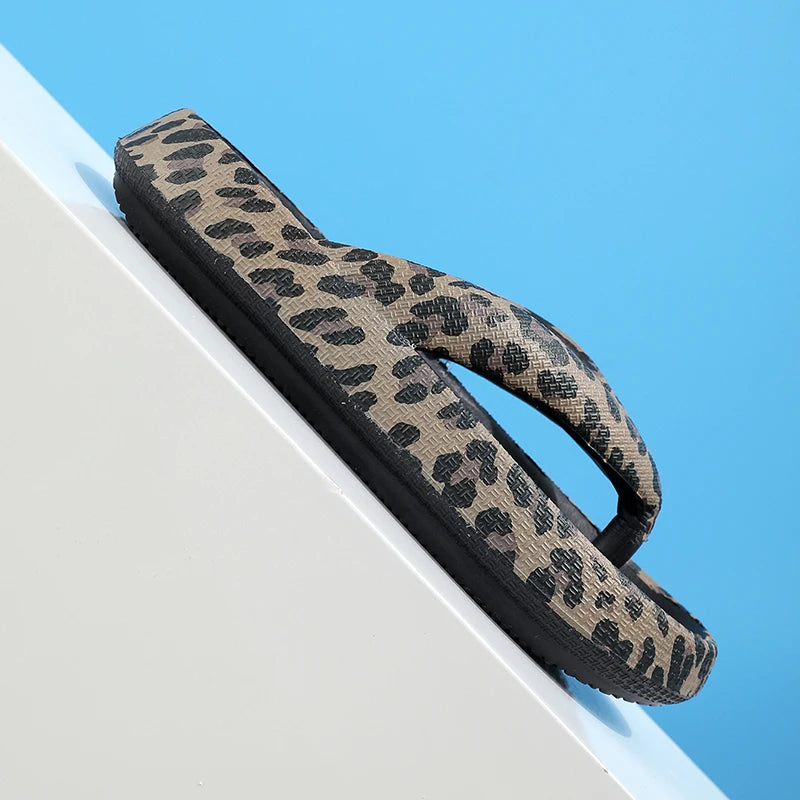 Women’s Cloud Flip Flops – Leopard Thick-Soled Sandals