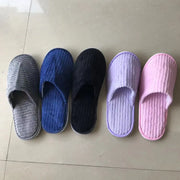 Disposable Hotel Spa Slippers – 5 Pairs Plush Cotton Slides