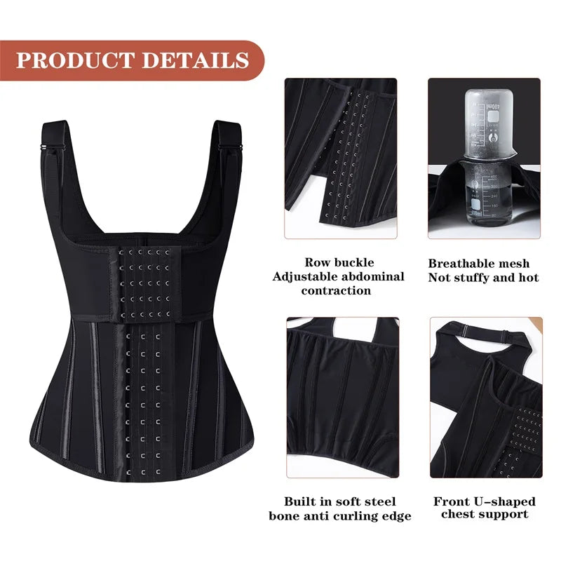 MiiOW U-shaped Waist Trainer Corset Women Shaper Waist Trainer Steel Bone Slimming Mesh Breathable Women's Tank Top Shapewear