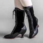 Load image into Gallery viewer, Sexy Canvas Motorcycle Boots – Ankle-Length Spike Heels with Fur &amp; Animal Print
