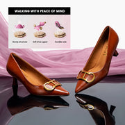 Women’s Pointed Mid-Heel Pumps with Glossy Finish
