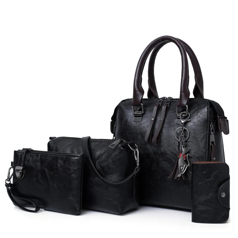 4-Piece Luxury Tassel Handbag Set - Premium Vegan Leather Shoulder Bag Collection | OWNLUXE