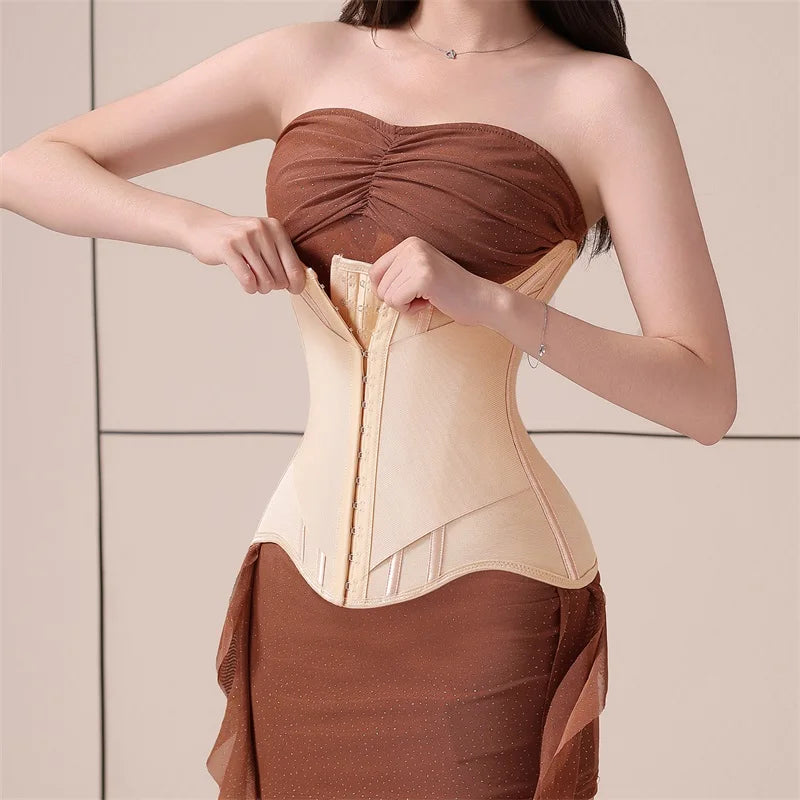U-Shaped Waist Trainer Corset with Breast Lift - Steel Boned Shapewear