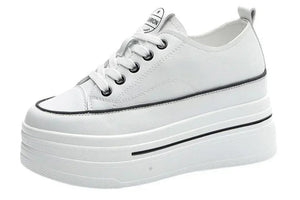 High-Heel Leather Street Sneakers | Baskets de Rue à Talon en Cuir Véritable