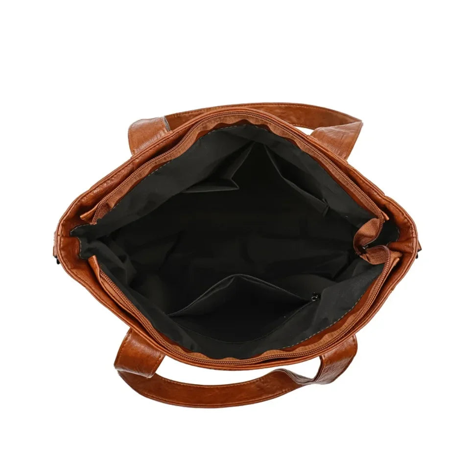 Vintage Shoulder Crossbody Bag – Soft PU Multi-Pocket Tote
