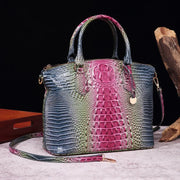 Crocodile Embossed Leather Handbag - Classic Shoulder Bag