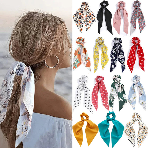 Chiffon Floral Hair Scarf Scrunchie – Shop at OWNLUXE
