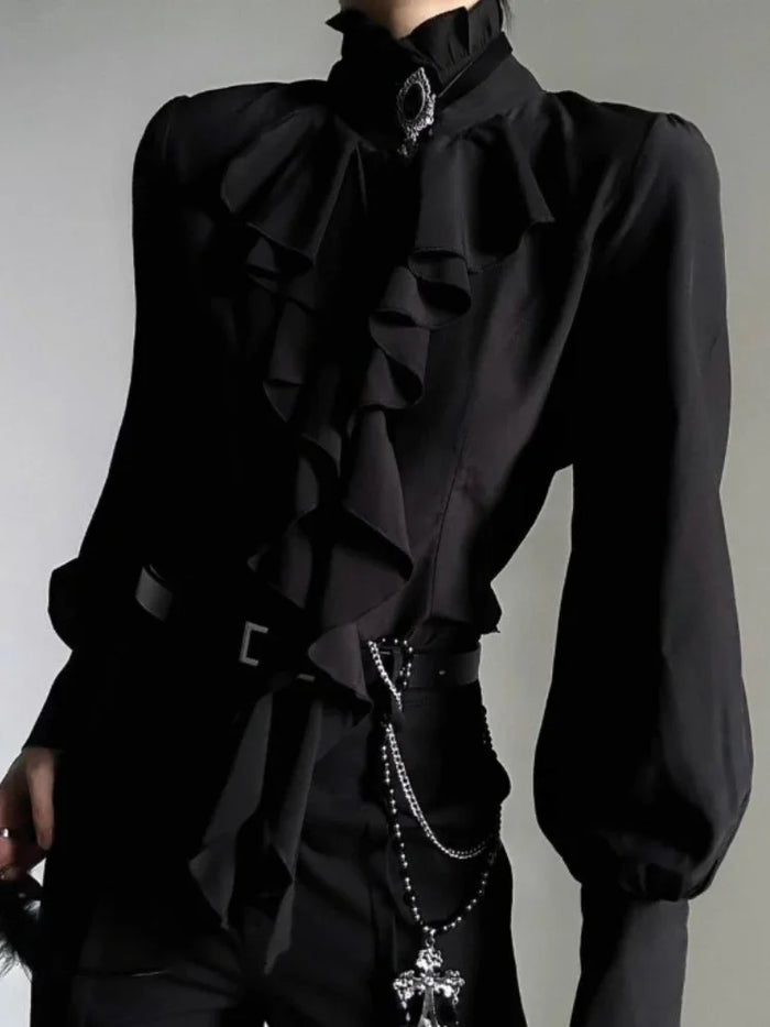 Harajuku Vintage Black Bottoming Shirt Women Stand Accessory | OWNLUXE