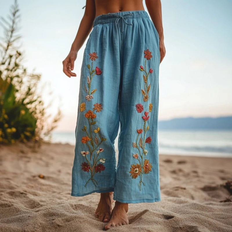 Women's 3D Cat Print Wide Leg Pants - Casual Straight Leg Trousers