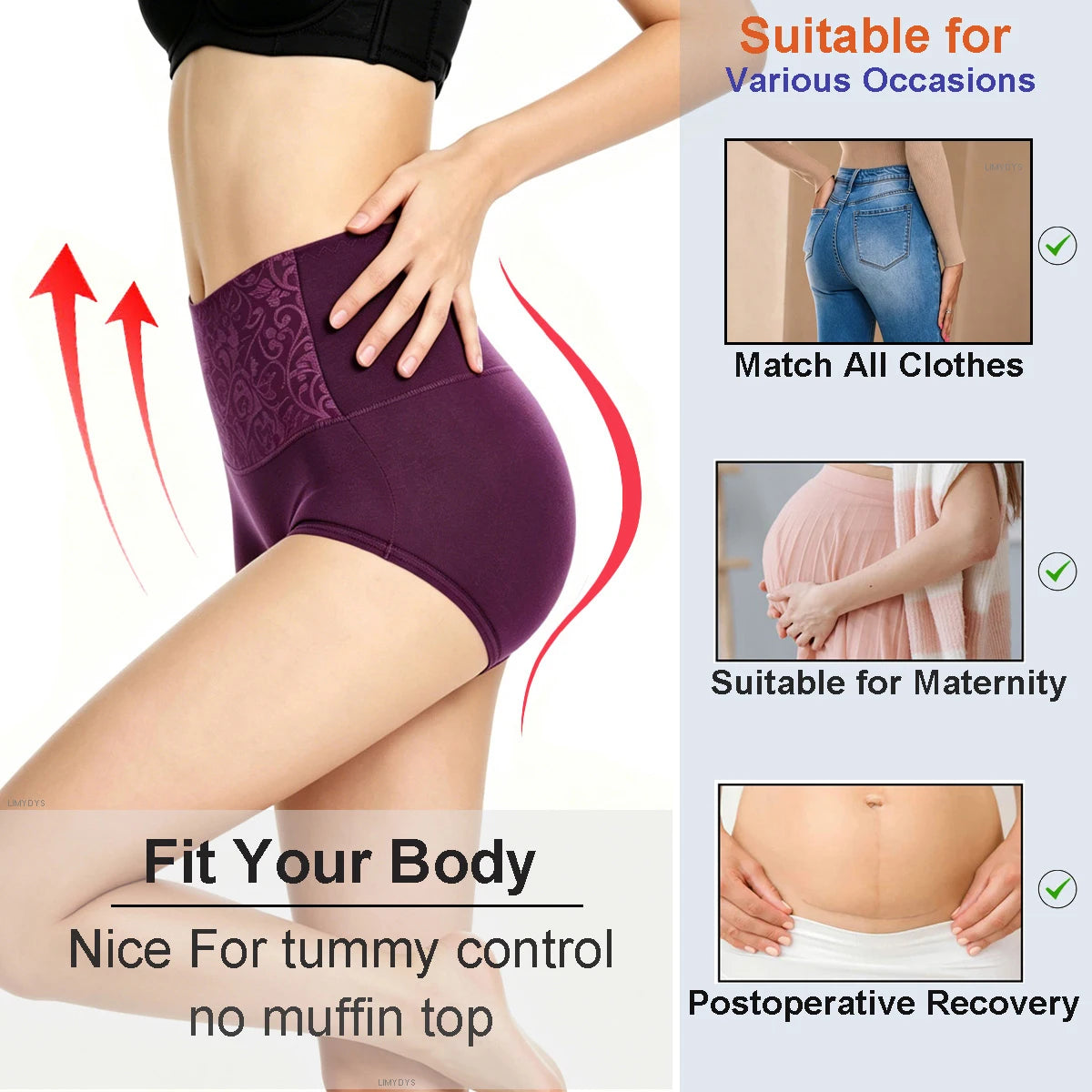 Women's High-Waist Tummy Control Cotton Briefs | Full Coverage | OWNLUXE